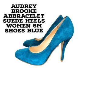 Audrey Brooke Abbracelet Suede Heels Women 6M Shoes Turquoise Blue